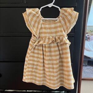 Zara Yellow and Cream Gingham Ruffle Flutter Dress